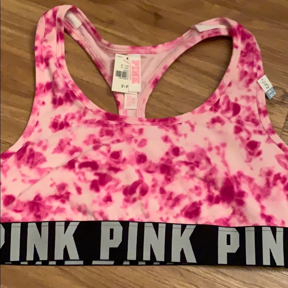 Pink logo sport bra